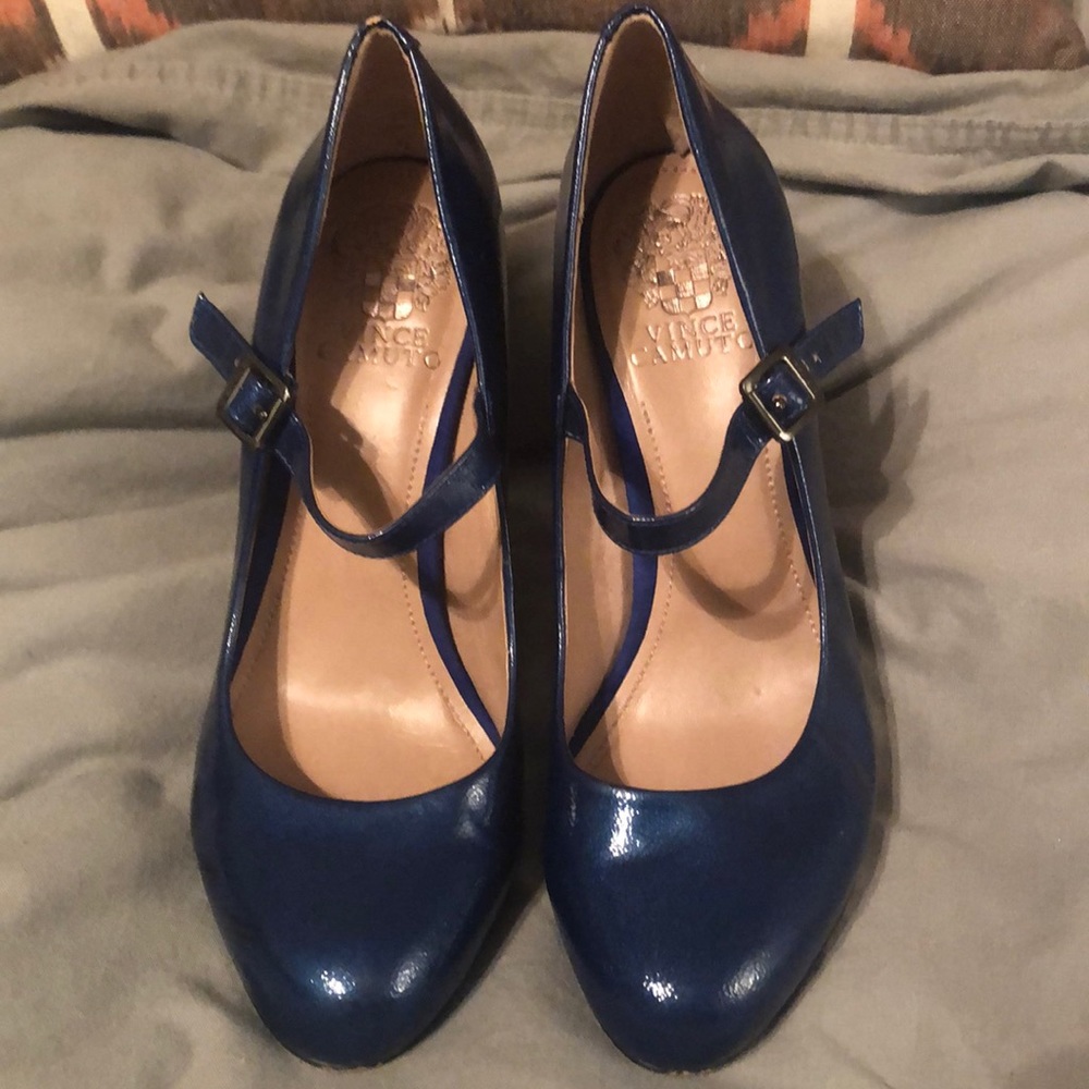 Vince Camuto Blue Patent Leather Mary Jane Pumps